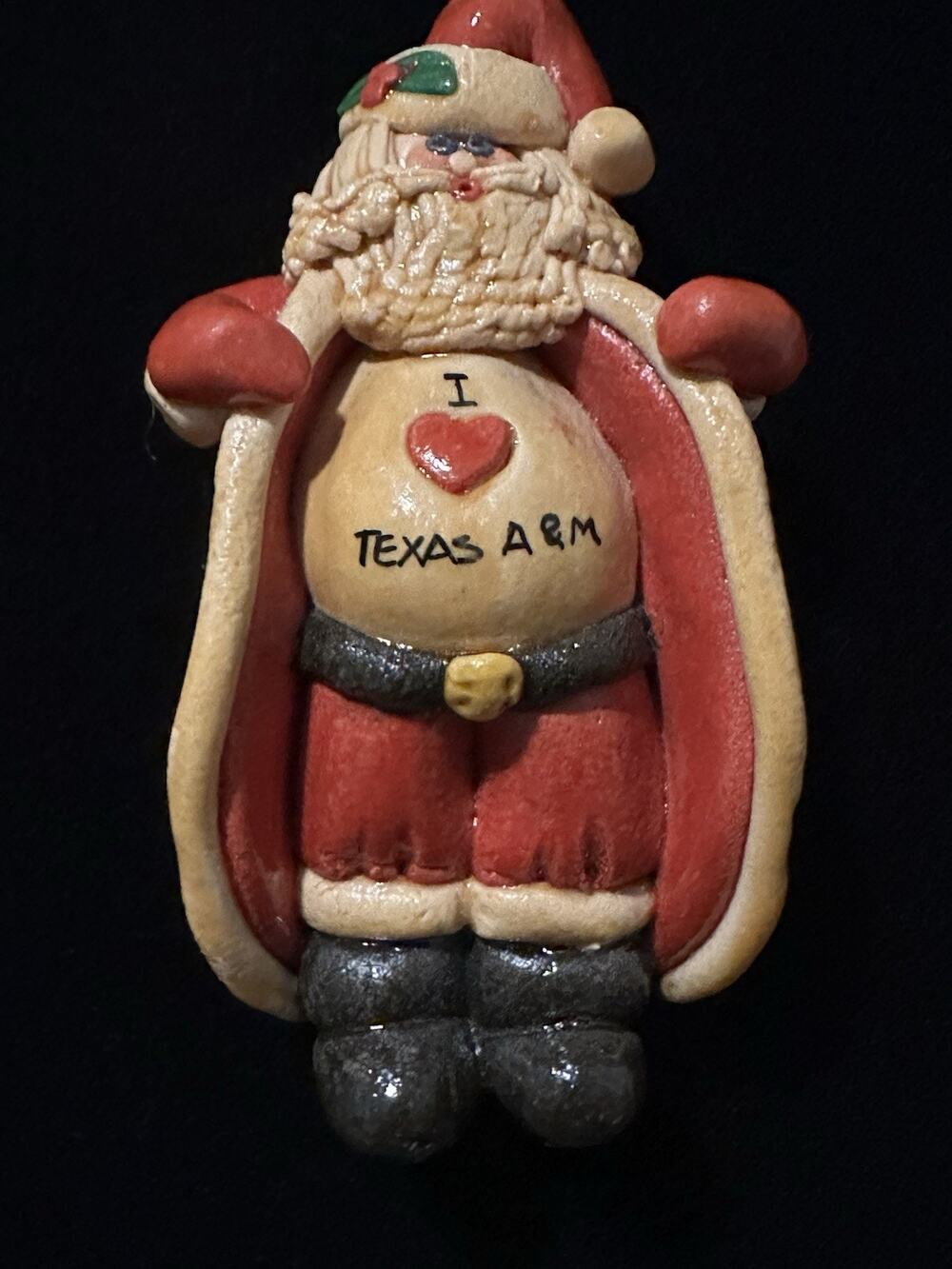 Texas A&M Aggies Santa Christmas Ornament Figurine I Love TAMU 4.5” Handmade